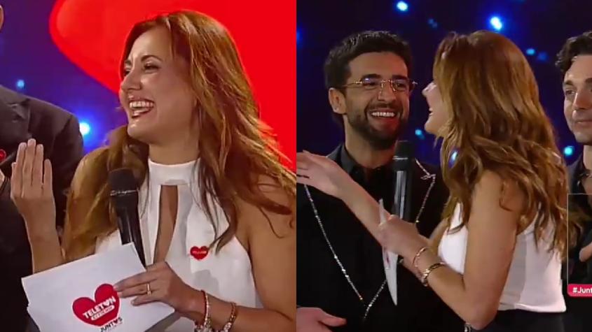 Con besos incluidos: El coqueto momento que vivió Priscilla Vargas con integrantes de Il Volo en cierre de la Teletón