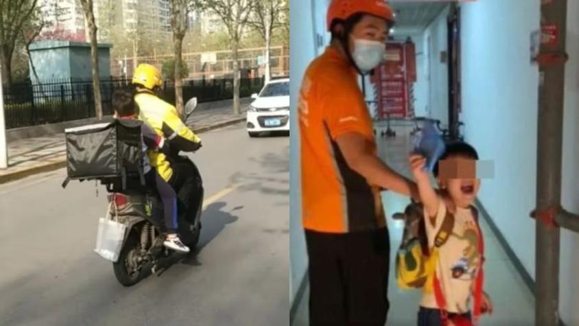 China: Debate en redes por madre que contrató a repartidor de delivery para que vaya a dejar a su hijo al colegio 