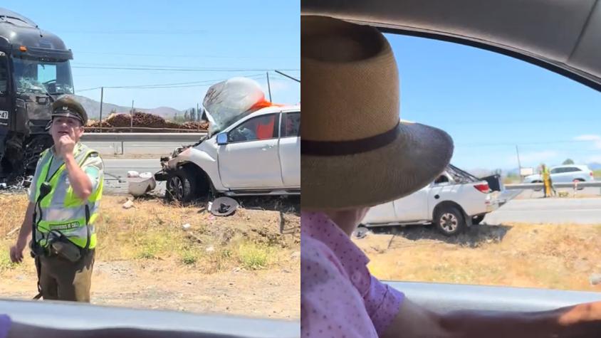 "Mira para adelante, hombre": El llamado de atención de carabinero a conductor curioso que se distrajo con accidente 