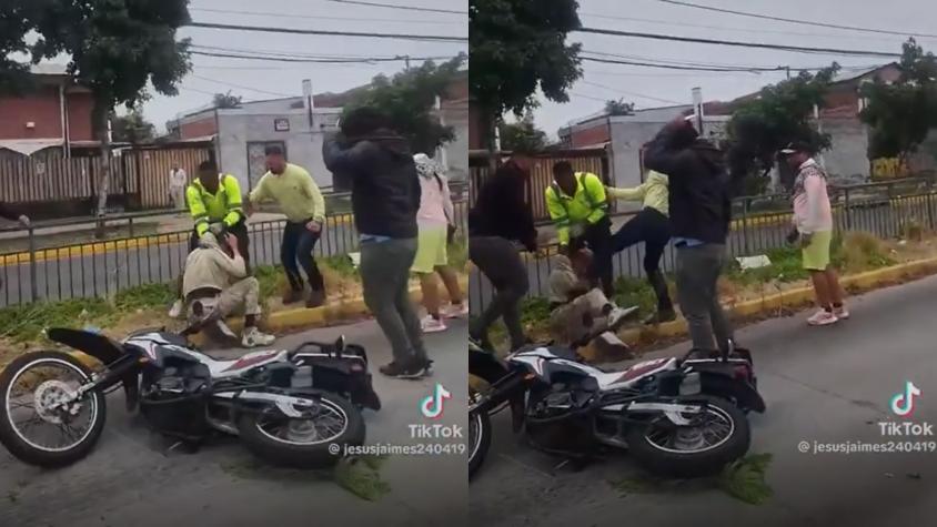 Detención ciudadana en Estación Central: sujetos golpean a individuo que le robó el celular a una mujer