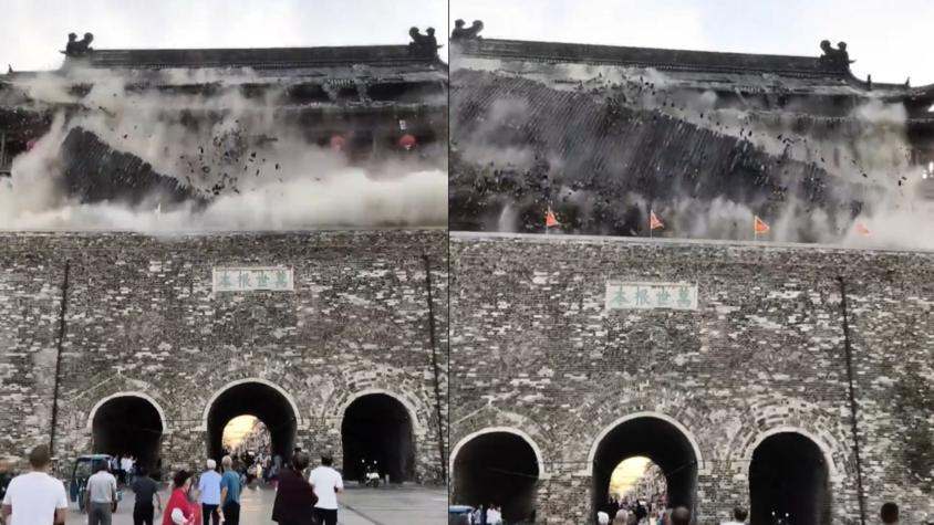 Torre de 650 años de antigüedad colapsó en ciudad china: Recién había sido restaurada