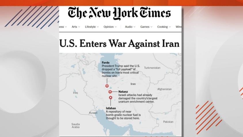 "Estados Unidos entra en guerra contra Irán": La impactante portada del New York Times tras bombardeo ordenado por Trump "Estados Unidos entra en guerra contra Irán": La impactante portada del New York Times tras bombardeo ordenado por Trump