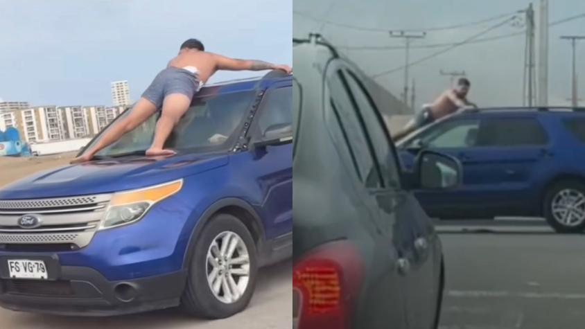 El vuelco que tomó la historia del hombre semidesnudo que fue grabado arriba de parabrisas de auto en Antofagasta