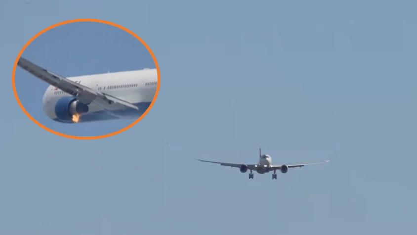 VIDEO: El registro del avión que tuvo que volver a tierra tras incendio en motor izquierdo