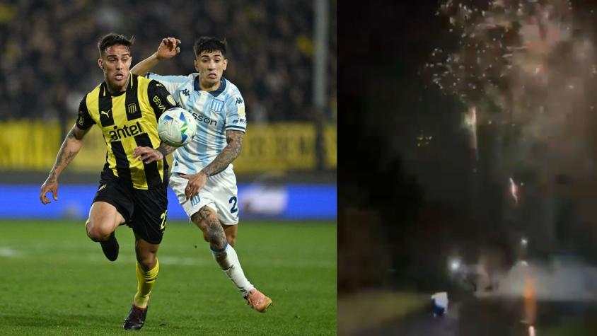 Hinchada de Racing interrumpió el descanso de Brayan Cortés y Peñarol tirando fuegos artificiales fuera del hotel Hinchada de Racing interrumpió el descanso de Brayan Cortés y Peñarol tirando fuegos artificiales fuera del hotel