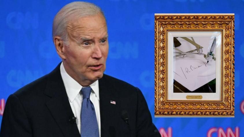 Acusan "humillación" de Trump a Biden: Reemplazan foto del expresidente en Casa Blanca por la de una máquina de firmar