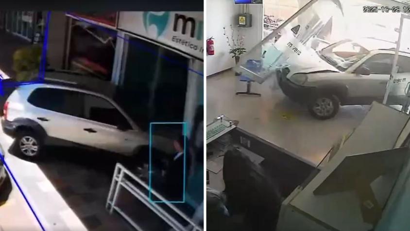 VIDEO | El momento exacto en que adulto mayor incrusta su auto en clínica dental en Limache