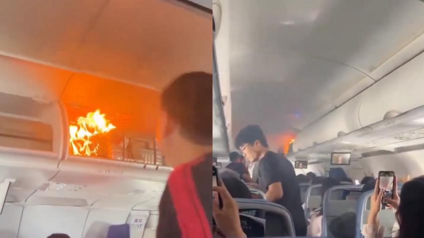 VIDEO | Incendio dentro de un avión forzó un aterrizaje de emergencia: el fuego se habría originado por una batería de litio