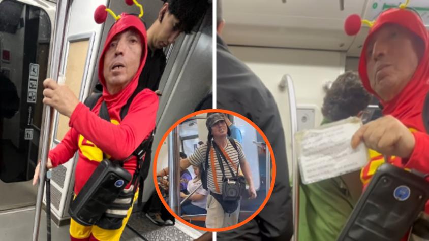 Pasajeros denuncian que 'El Chavo del 8' expulsado del Metro reapareció vestido de 'El Chapulín Colorado'