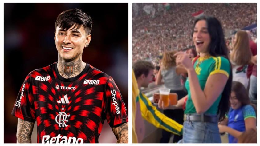 VIDEO | Con cerveza en mano: Dua Lipa vio un partido de Erick Pulgar y Flamengo en el Brasileirao