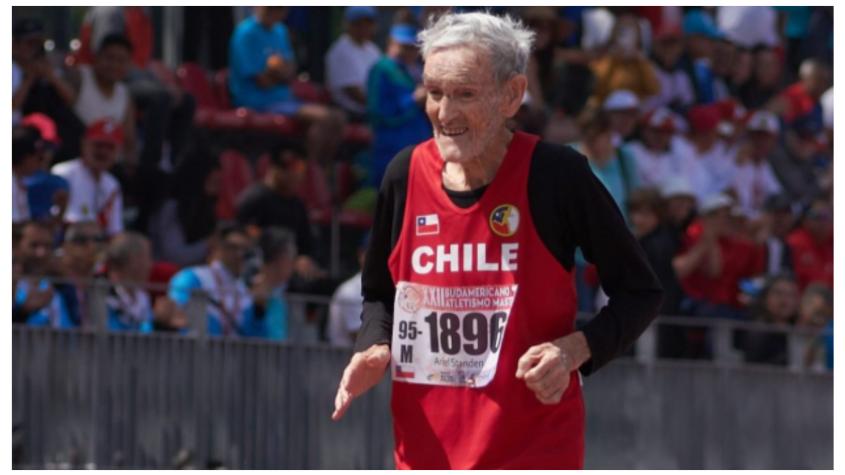 Atleta chileno hace historia con 96 años de edad: compitió y ganó los 100 metros planos, disco y bala