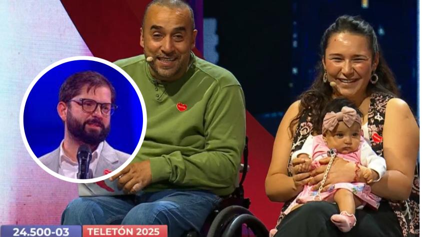 Presidente Boric recibe broma en medio de primera donación a la Teletón 2025: "Aprovechando que está acá..."