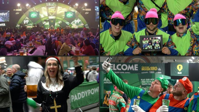 Un espíritu de carnaval impregna el Mundial de dardos en Londres