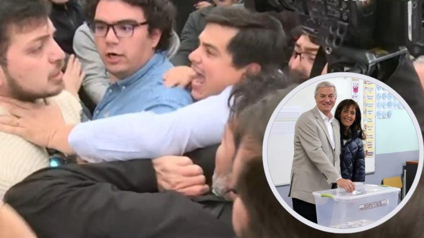 Empujones y aglomeraciones: La caótica llegada de José Antonio Kast a votar Empujones y aglomeraciones: La caótica llegada de José Antonio Kast a votar