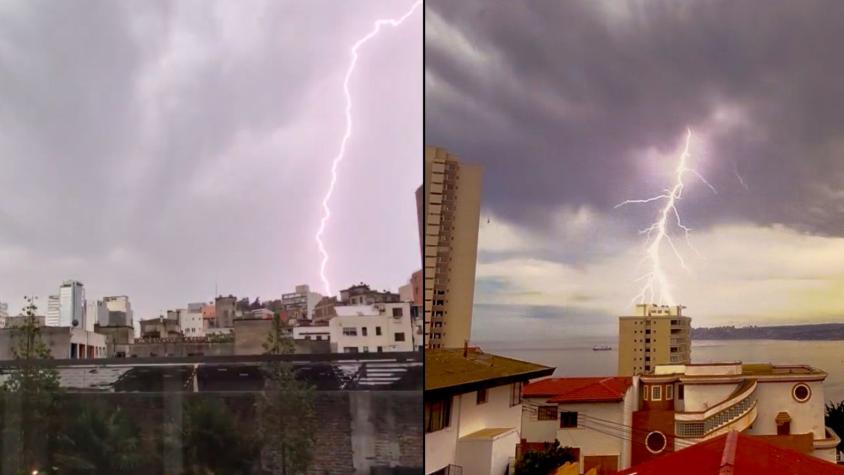 VIDEO | Los registros de las intensas tormentas eléctricas que se registran en la zona central de Chile