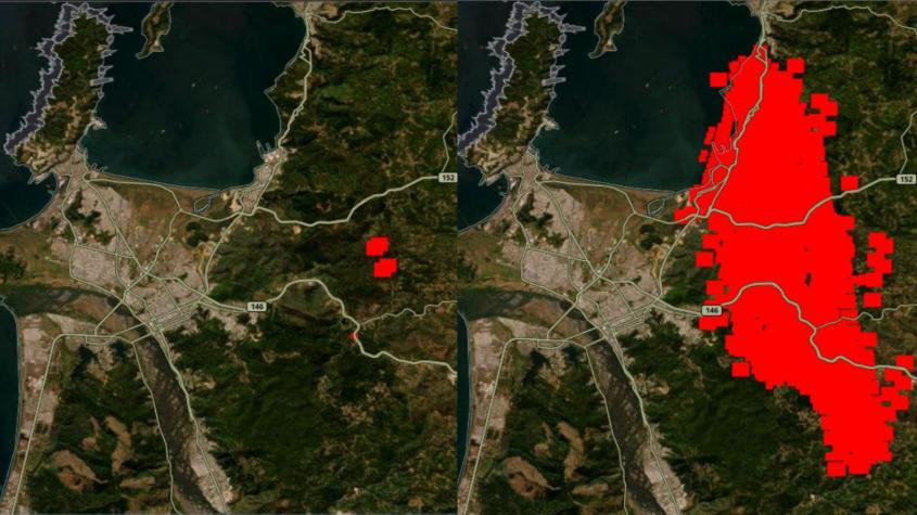 FOTOS | Así avanzó el incendio forestal en Penco, Lirquén y Concepción en menos de 20 horas