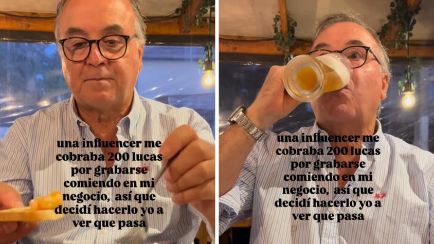"Una influencer me cobraba 200 lucas": Dueño de restaurante se viralizó con particular video para promocionar su negocio "Una influencer me cobraba 200 lucas": Dueño de restaurante se viralizó con particular video para promocionar su negocio