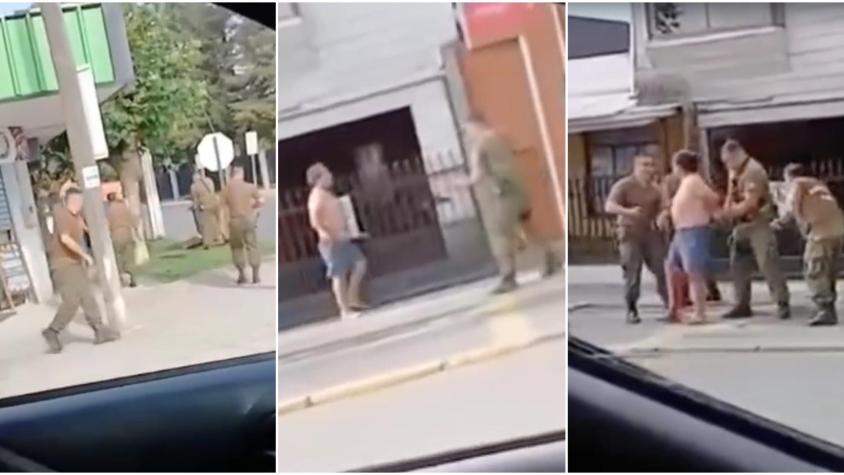 VIDEO | Carabineros disparan contra sujeto que los amenazó con un cuchillo en subcomisaría de Cabrero