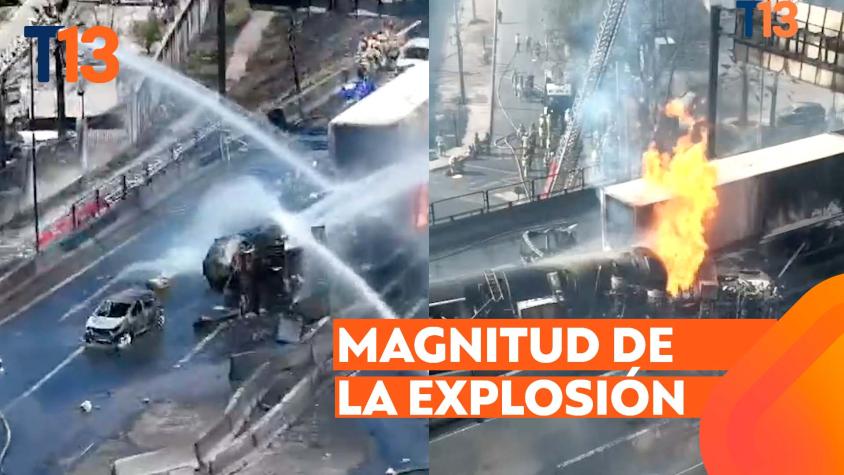Imágenes aéreas de dron muestran magnitud de incendio y explosión en Renca.