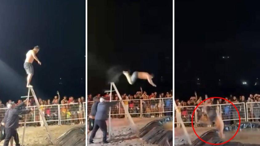 VIDEO | Actividad de “Mejor Guatazo” en Mejillones termina mal: hombre sufrió caída de cara en piscina de barro
