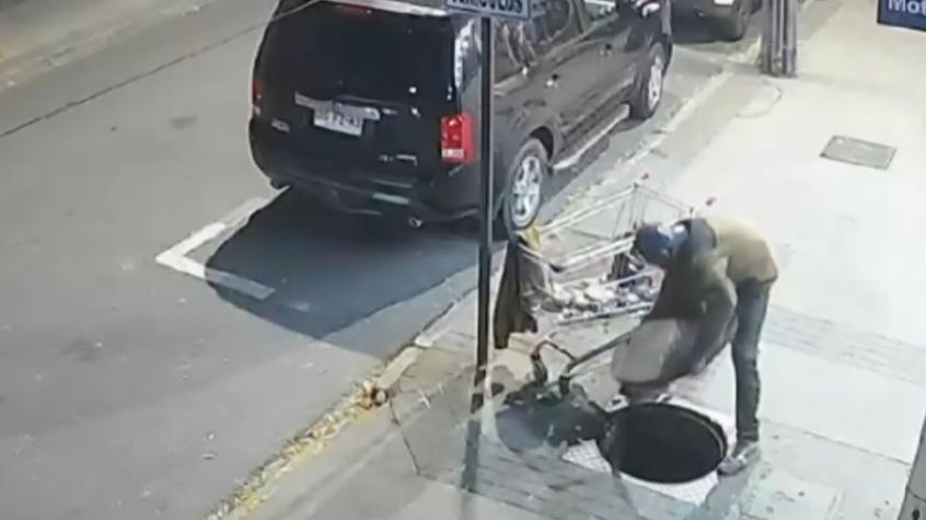 Descarado robo de tapas metálicas en veredas de Concepción