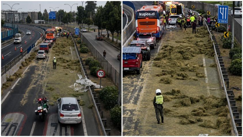 Trágico accidente: Camión perdió su carga en plena Autopista Central y provocó muerte de adulta mayor