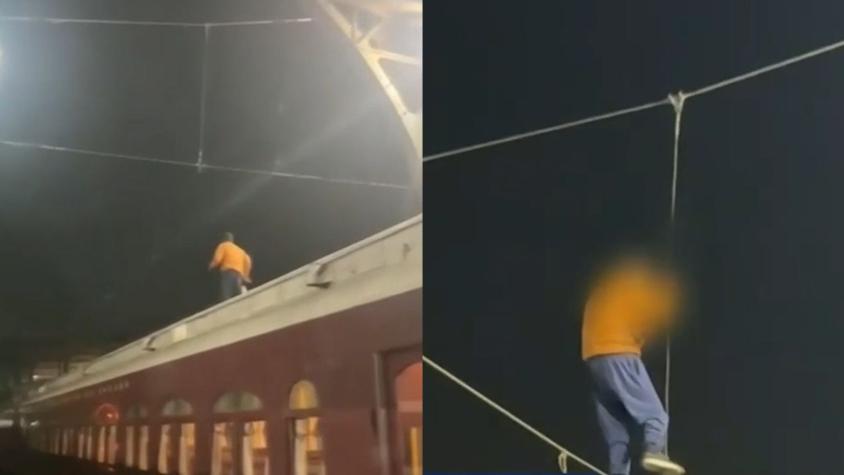 Estaba bajo efectos de las drogas: Hombre corrió sobre vagones de tren y se colgó de cables eléctricos