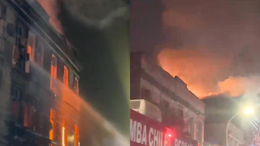 Gran incendio afecta a casonas en pleno centro de Santiago: fuego estaría descontrolado Gran incendio afecta a casonas en pleno centro de Santiago: fuego estaría descontrolado