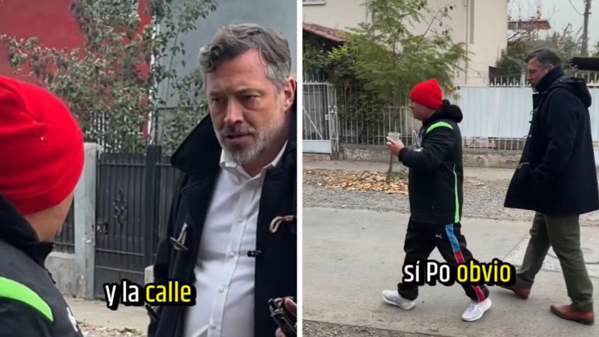 "Sacar a los curados de la calle como tú": Alcalde Sichel increpa a hombre que bebía alcohol en plaza de Ñuñoa