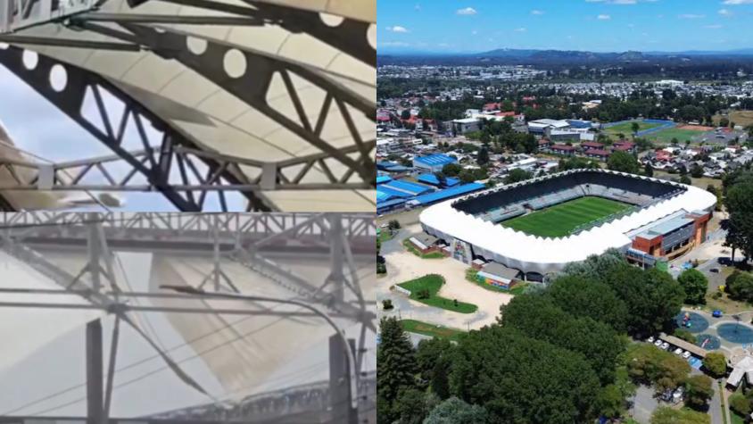 VIDEO | Los daños que dejó el sistema frontal en estadios de Temuco y Chillán