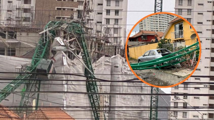 VIDEO | Grúa colapsó sobre un edificio y casas por fuertes vientos en Coquimbo VIDEO | Grúa colapsó sobre un edificio y casas por fuertes vientos en Coquimbo