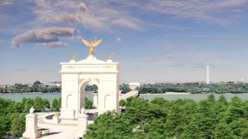 Con drones, francotiradores y municiones: así es el arco de triunfo que Trump planea construir en Washington