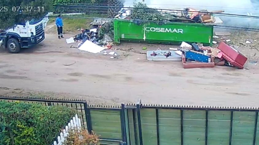 Trabajador con lesiones tras inhalar el gas: El momento en que granada lacrimógena explotó en Concón