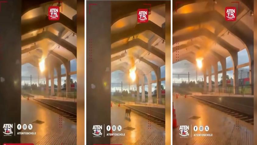 Sistema frontal en la zona central: Rayo cae sobre estación de trenes en Talca y provoca amago de incendio